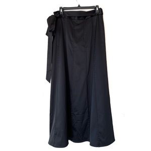 Ann Taylor Black Long Skirt Tie Bow